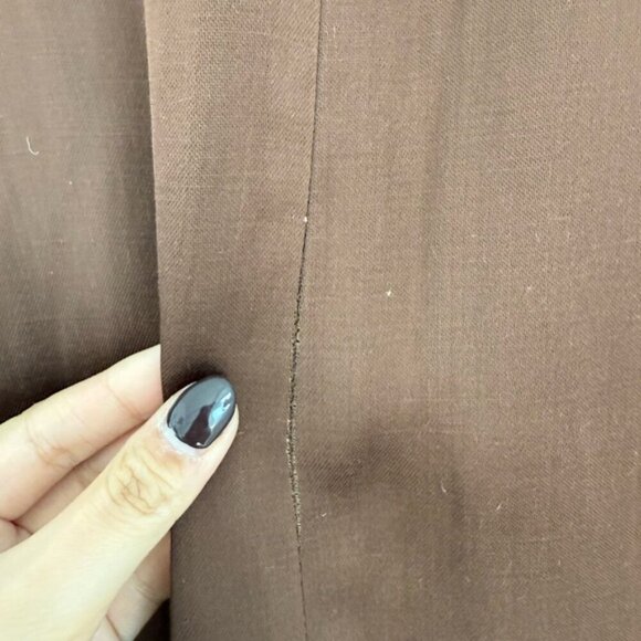 ZARA Brown Satin Linen Blazer size L - Picture 10 of 16